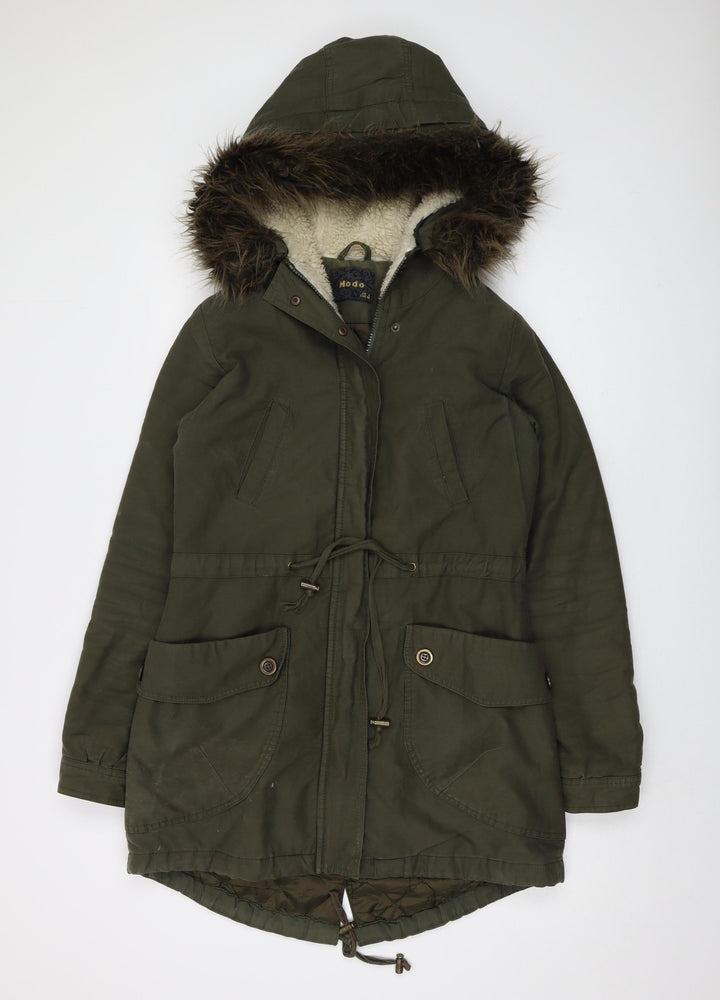 MODO Womens Green Parka Coat Size 6 Zip