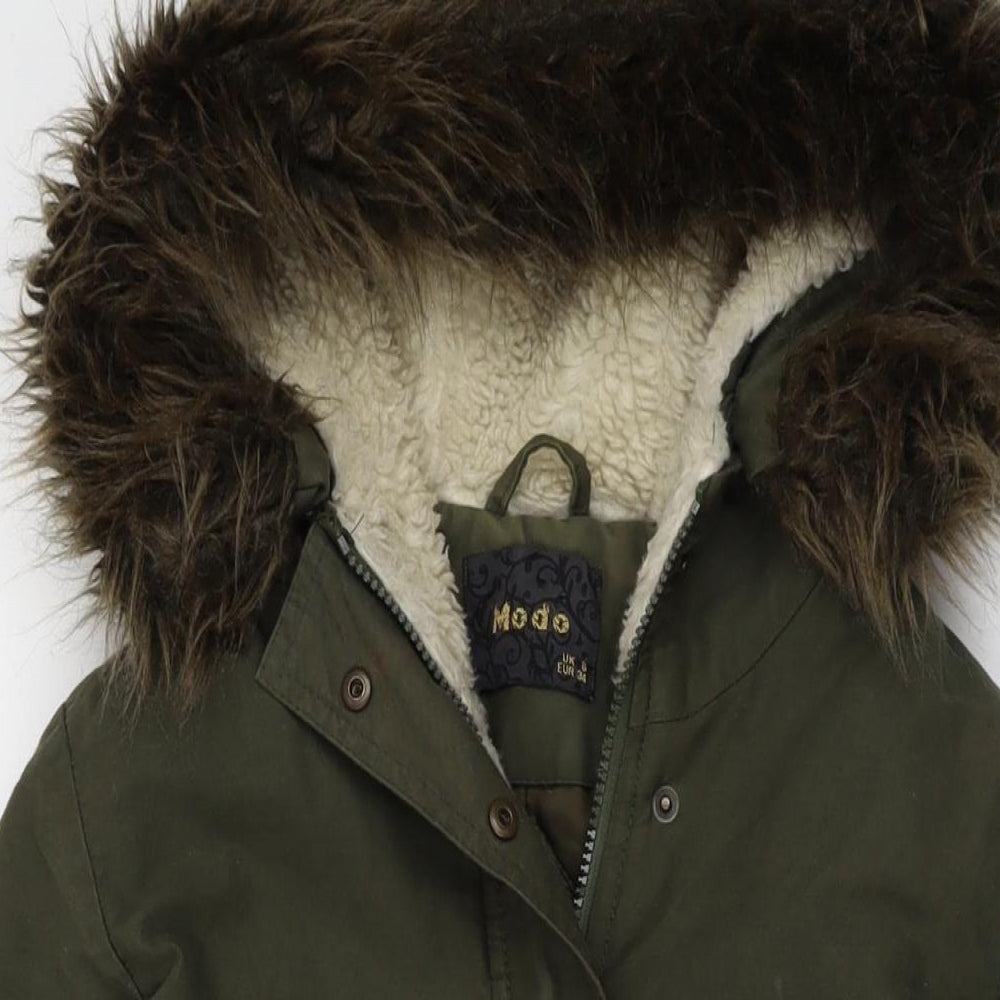 MODO Womens Green Parka Coat Size 6 Zip