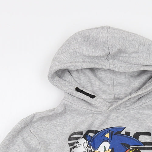 Sonic Boys Grey Cotton Pullover Hoodie Size 12-13 Years Pullover
