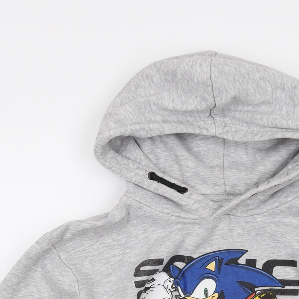 Sonic Boys Grey Cotton Pullover Hoodie Size 12-13 Years Pullover