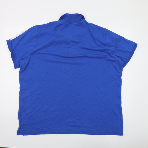 adidas Mens Blue Cotton Polo Size 2XL Collared Button