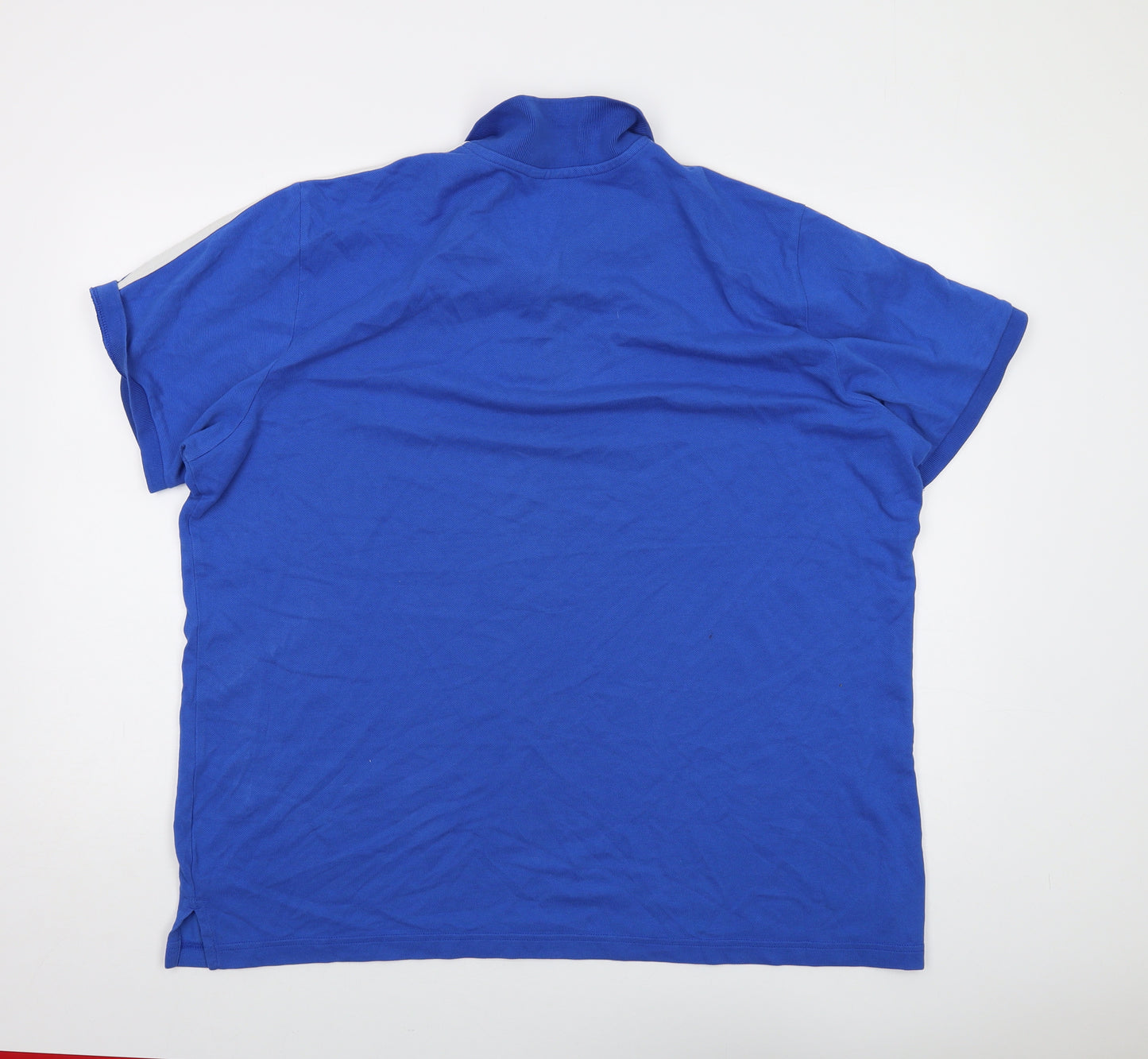 adidas Mens Blue Cotton Polo Size 2XL Collared Button