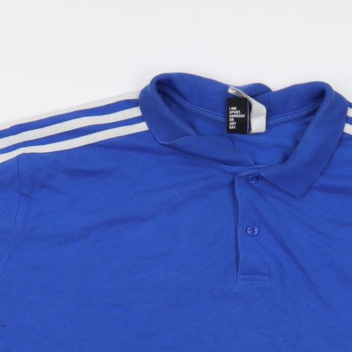 adidas Mens Blue Cotton Polo Size 2XL Collared Button