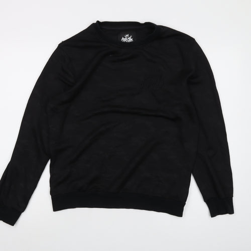 KWD Mens Black Cotton Pullover Sweatshirt Size M