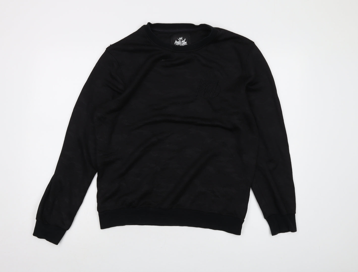 KWD Mens Black Cotton Pullover Sweatshirt Size M