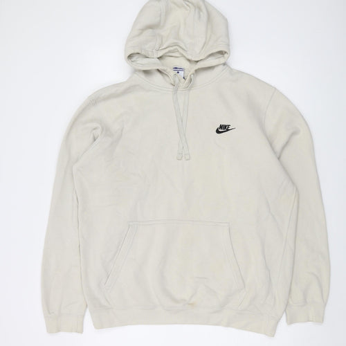 Nike Mens Beige Cotton Pullover Hoodie Size L