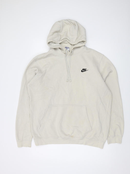 Nike Mens Beige Cotton Pullover Hoodie Size L