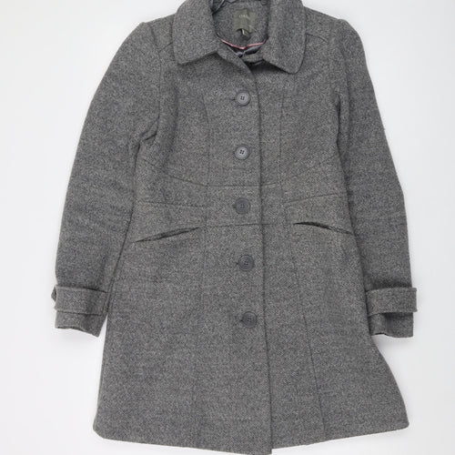 Oasis Womens Grey Overcoat Coat Size S Button