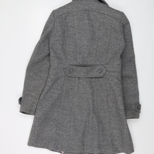 Oasis Womens Grey Overcoat Coat Size S Button