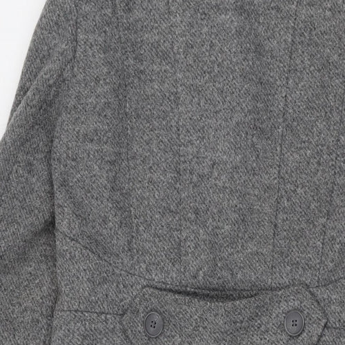 Oasis Womens Grey Overcoat Coat Size S Button