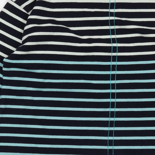 White Stuff Womens Blue Striped Cotton Basic T-Shirt Size 12 Round Neck