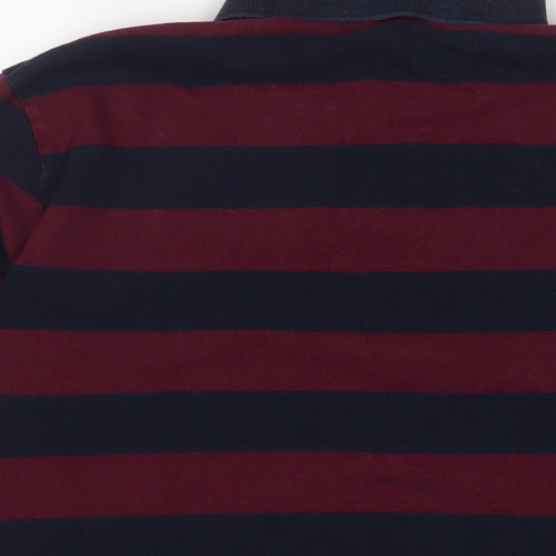 Polo Ralph Lauren Mens Purple Striped Cotton Polo Size XL Collared Button - Logo, Embroidered