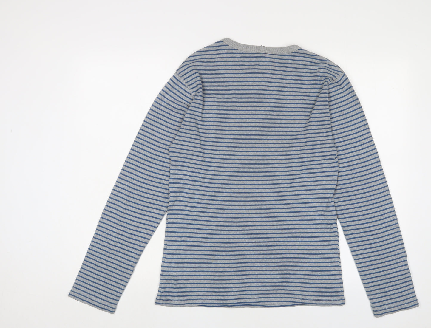 Gap Mens Blue Crew Neck Striped Cotton Pullover Jumper Size M Long Sleeve