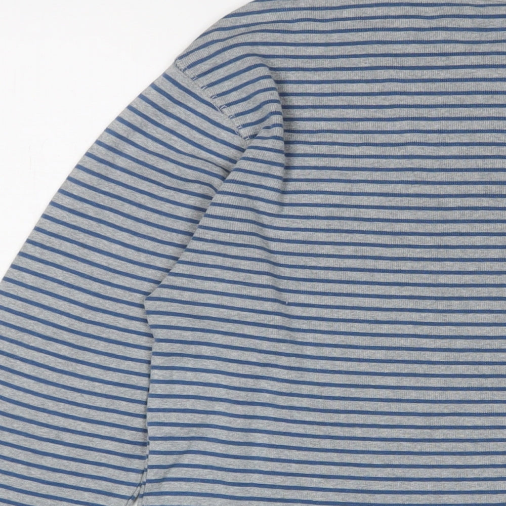 Gap Mens Blue Crew Neck Striped Cotton Pullover Jumper Size M Long Sleeve