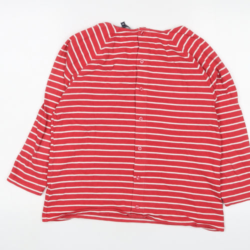 Crew Clothing Womens Red Striped Cotton Basic T-Shirt Size 10 Boat Neck - Logo, Embroidered