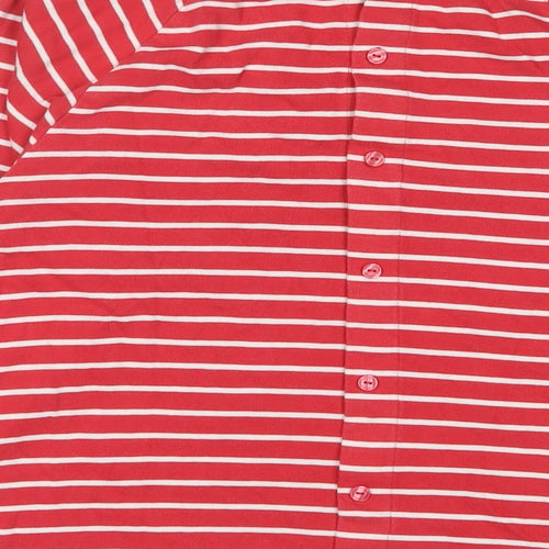 Crew Clothing Womens Red Striped Cotton Basic T-Shirt Size 10 Boat Neck - Logo, Embroidered