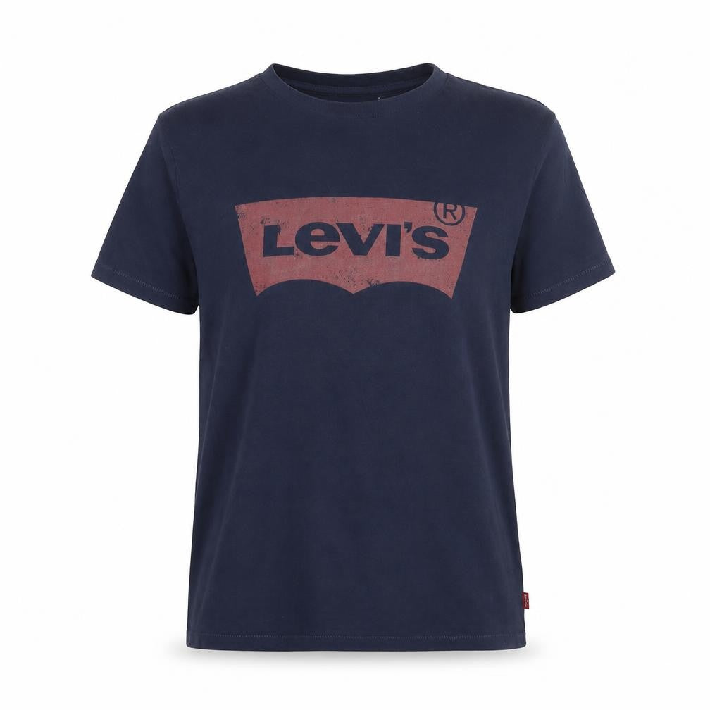 Front view of Levi's women’s blue cotton basic t-shirt, size XS, crew neck - logo