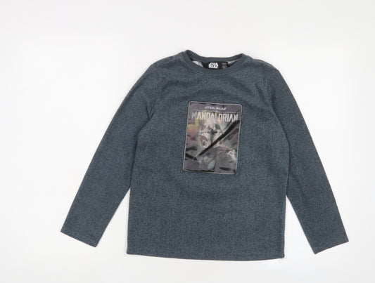 Front view of Star Wars boys’ blue solid polyester pyjama top, size 9-10, years pullover