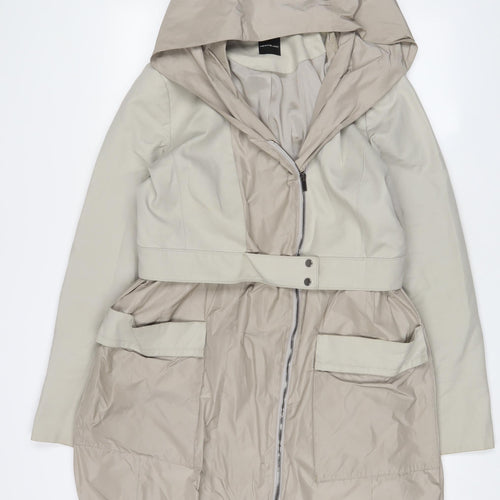 Penny Black Womens Beige Overcoat Jacket Size 14 Zip - Belted