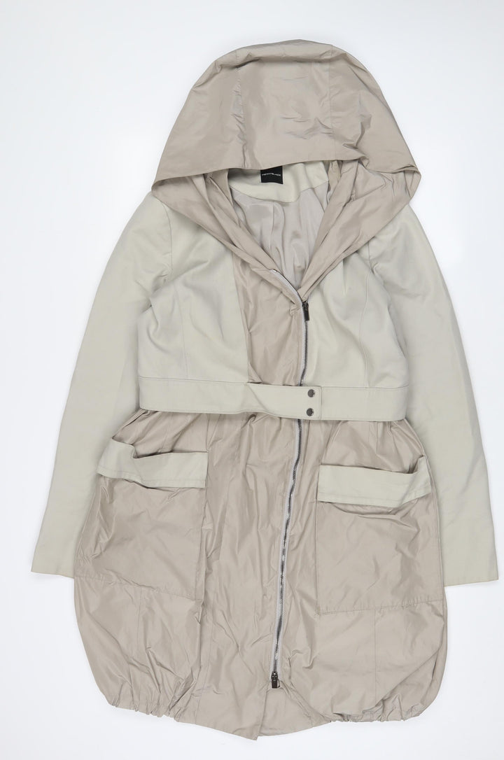 Penny Black Womens Beige Overcoat Jacket Size 14 Zip - Belted