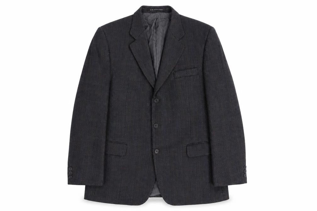 Front view of Next men’s grey plaid wool jacket suit jacket, size 42, regular