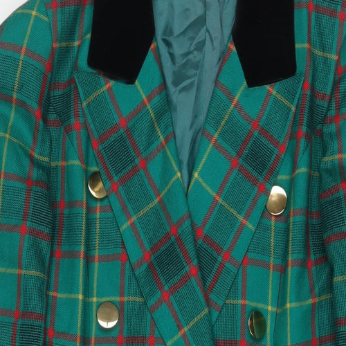 MK Exclusive Womens Green Plaid Jacket Blazer Size 10 Button - Pockets