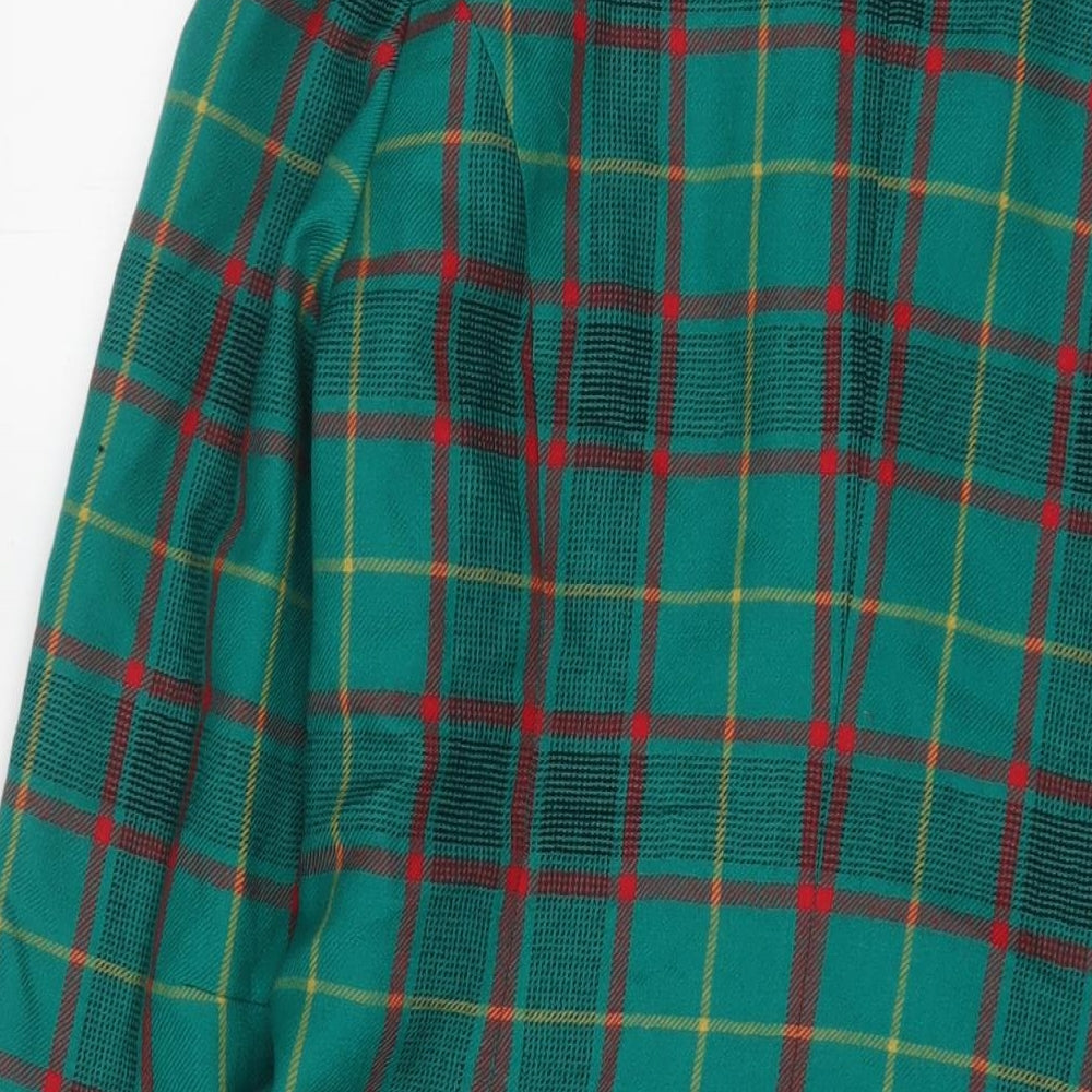 MK Exclusive Womens Green Plaid Jacket Blazer Size 10 Button - Pockets