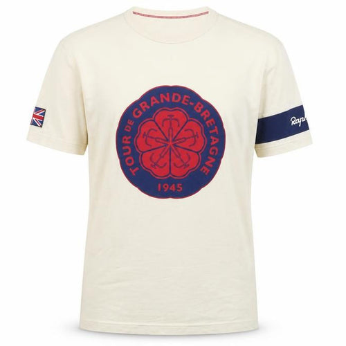 Raynha Mens Beige Cotton T-Shirt Size M Crew Neck - Tour De Grande-Bretagne 1945