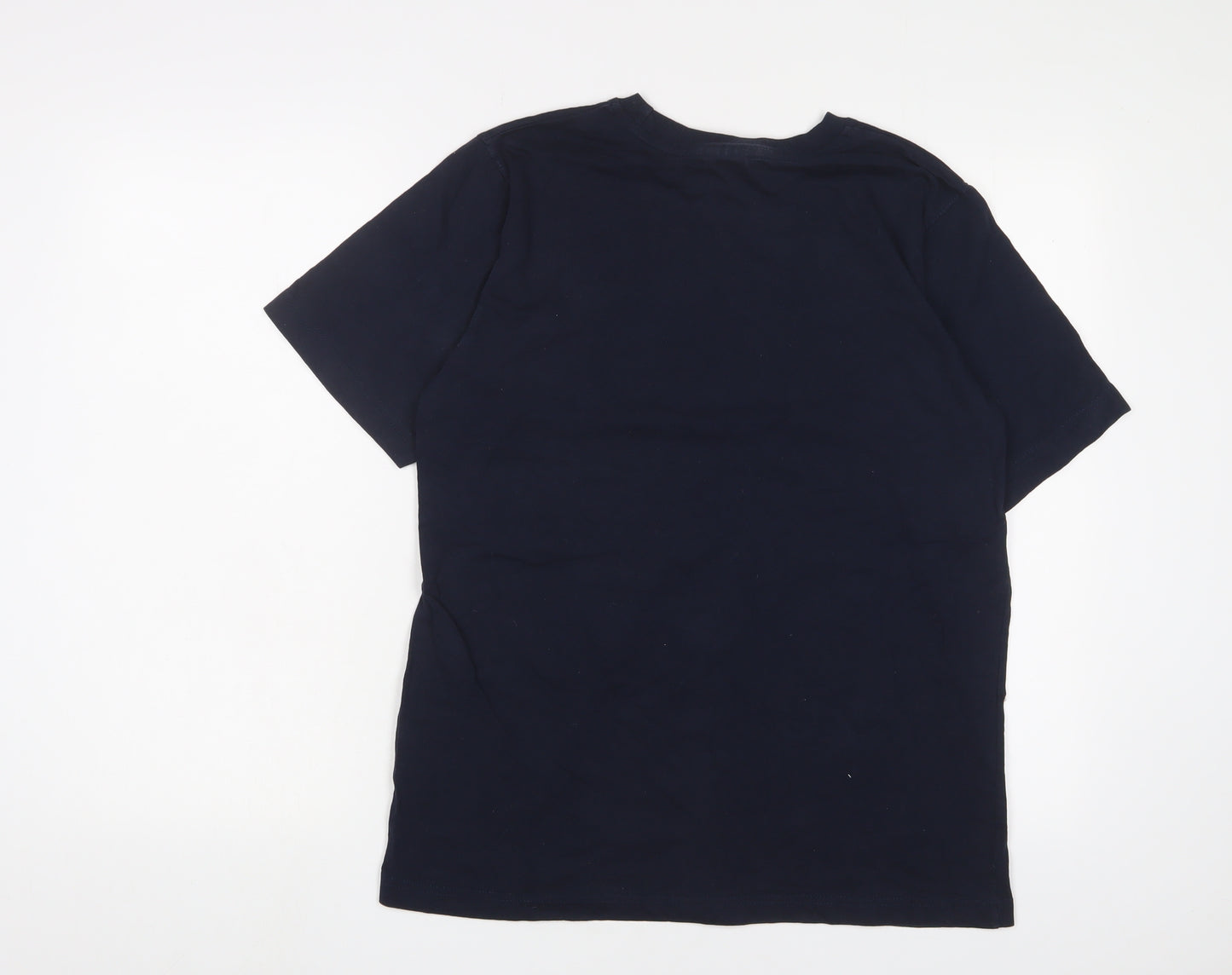 Nike Mens Blue Cotton T-Shirt Size S Crew Neck - Logo, Embroidered