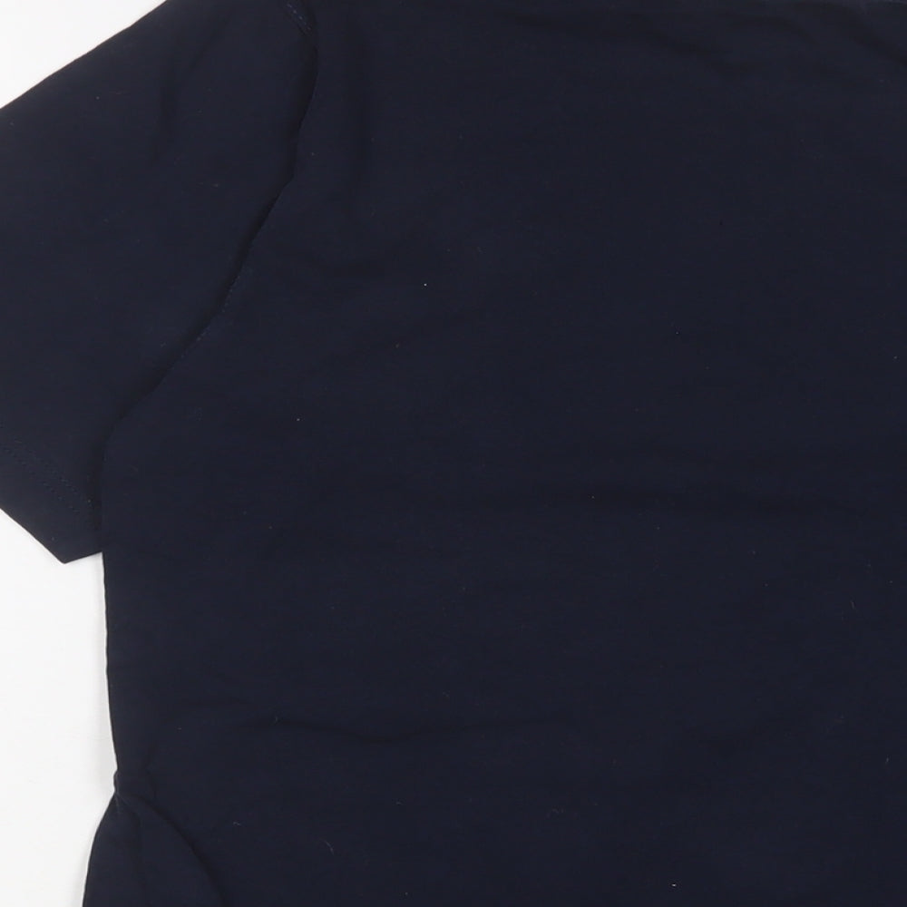 Nike Mens Blue Cotton T-Shirt Size S Crew Neck - Logo, Embroidered