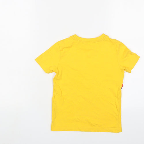 Children in need Boys Yellow Cotton Basic T-Shirt Size 5-6 Years Crew Neck Pullover