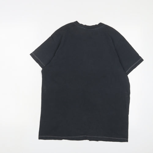 Levi's Mens Blue Cotton T-Shirt Size M Crew Neck - Logo, Embroidered