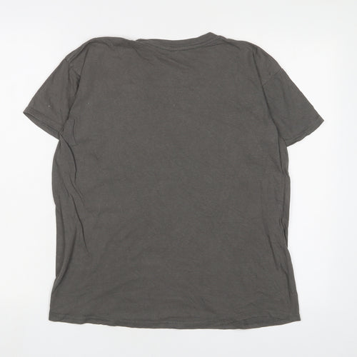 PYRAMID Womens Grey Cotton Basic T-Shirt Size M Crew Neck - DHMIS