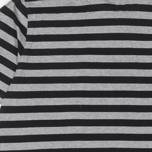 Jaeger Mens Grey Striped Cotton Polo Size L Collared Button