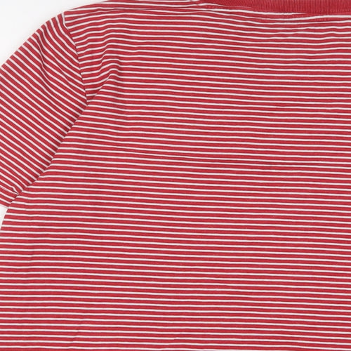 Superdry Womens Red Striped Cotton Basic T-Shirt Size 14 Crew Neck - Logo, Embroidered