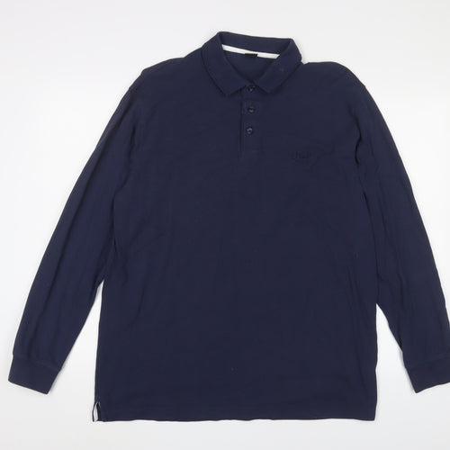 Cotton Traders Mens Blue Cotton Polo Size L Collared Button - Logo, Embroidered