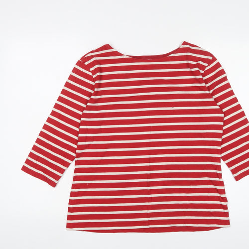 Seasalt Womens Red Striped Cotton Basic T-Shirt Size 14 Boat Neck