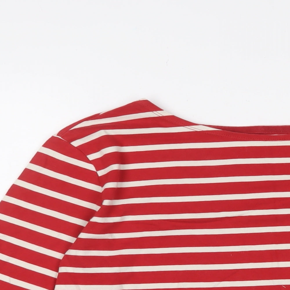 Seasalt Womens Red Striped Cotton Basic T-Shirt Size 14 Boat Neck