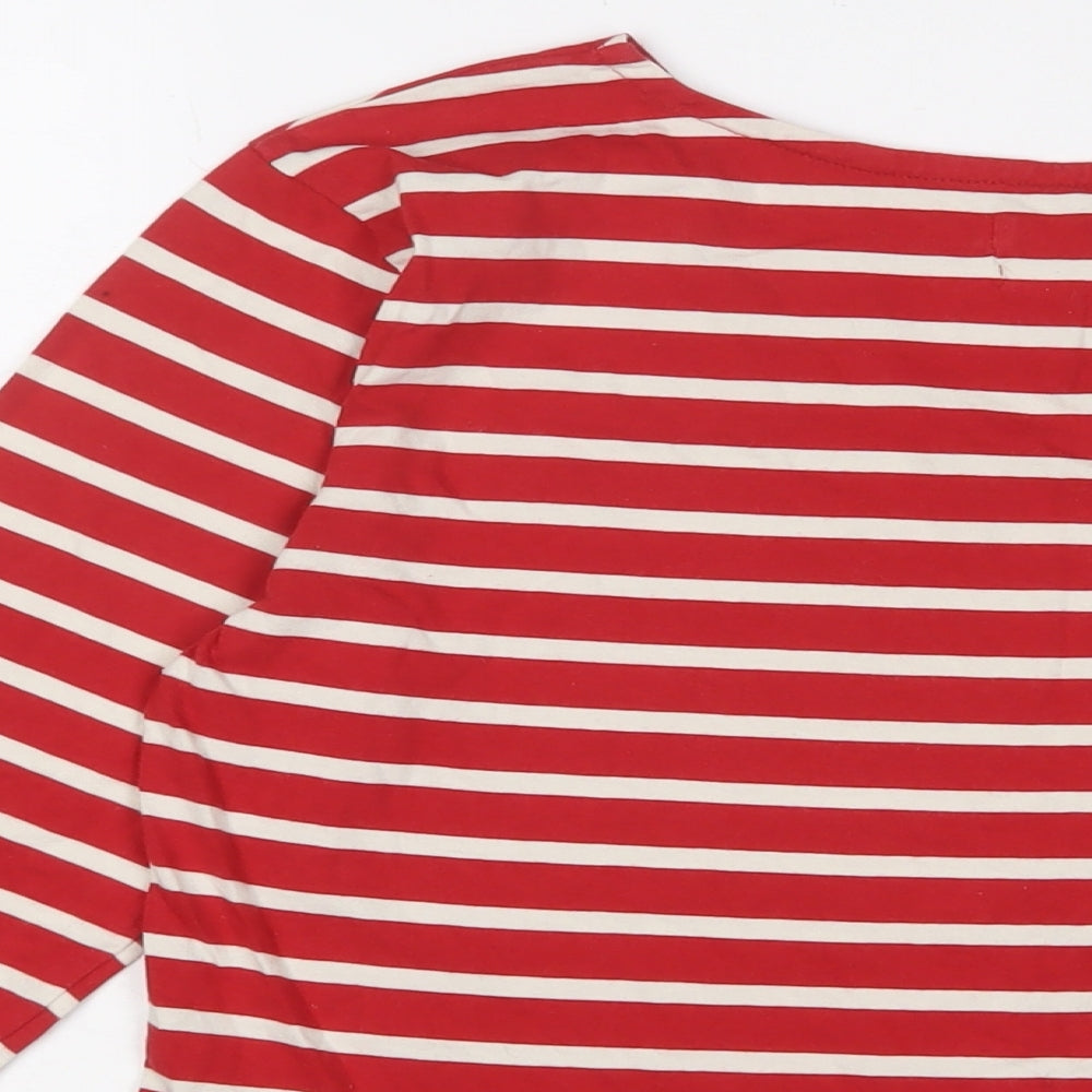 Seasalt Womens Red Striped Cotton Basic T-Shirt Size 14 Boat Neck