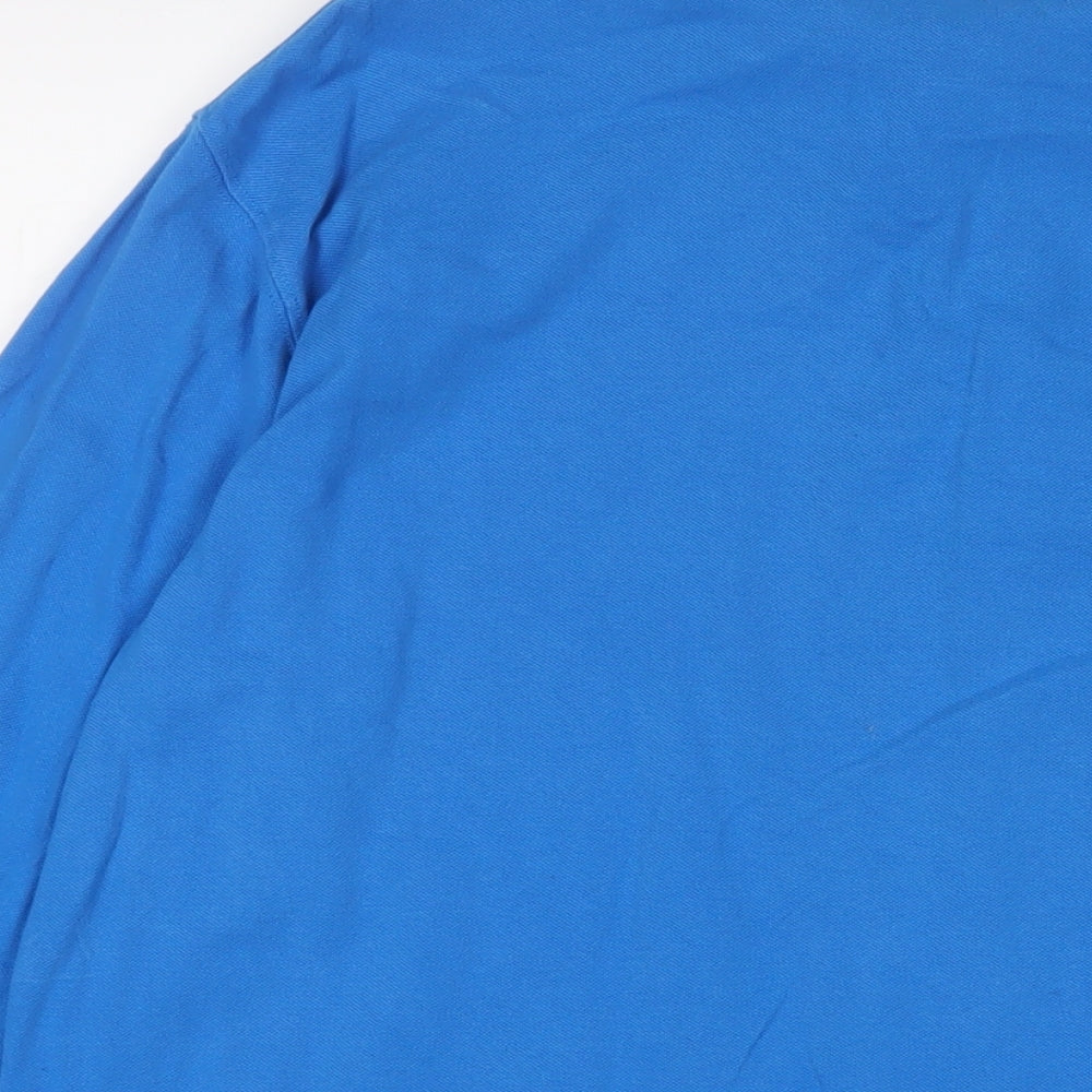 Cotton Traders Mens Blue Cotton Polo Size L Collared Button - Logo, Embroidered