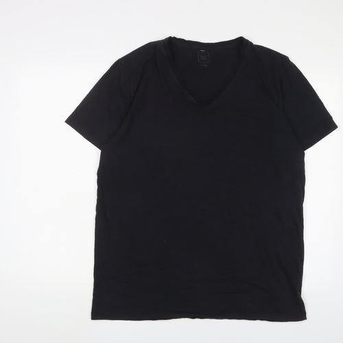 Gap Mens Black Cotton T-Shirt Size XL V-Neck