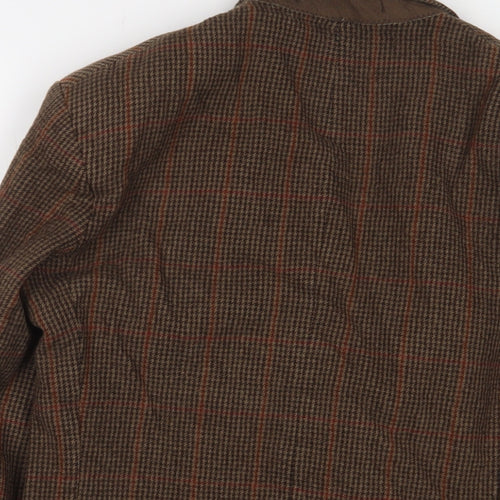 St Michael Womens Brown Plaid Jacket Blazer Size 10 Button