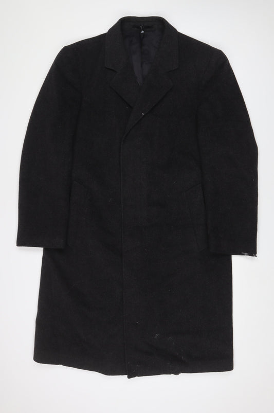 Vaughan Davies LTD Mens Grey Overcoat Coat Size L Button