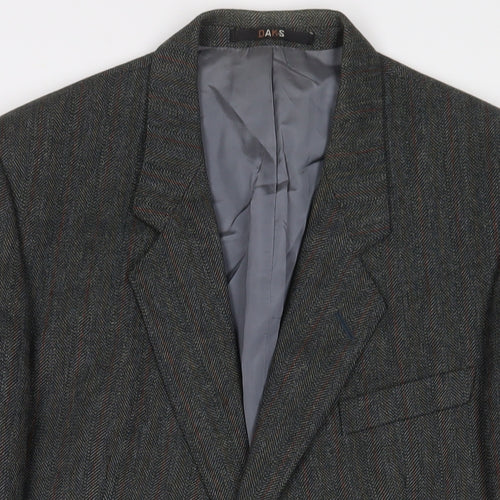 DAKS Mens Green Plaid Wool Jacket Suit Jacket Size 42 Regular