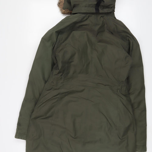 DECATHLON Womens Green Parka Coat Size S Zip - Logo, Embroidered