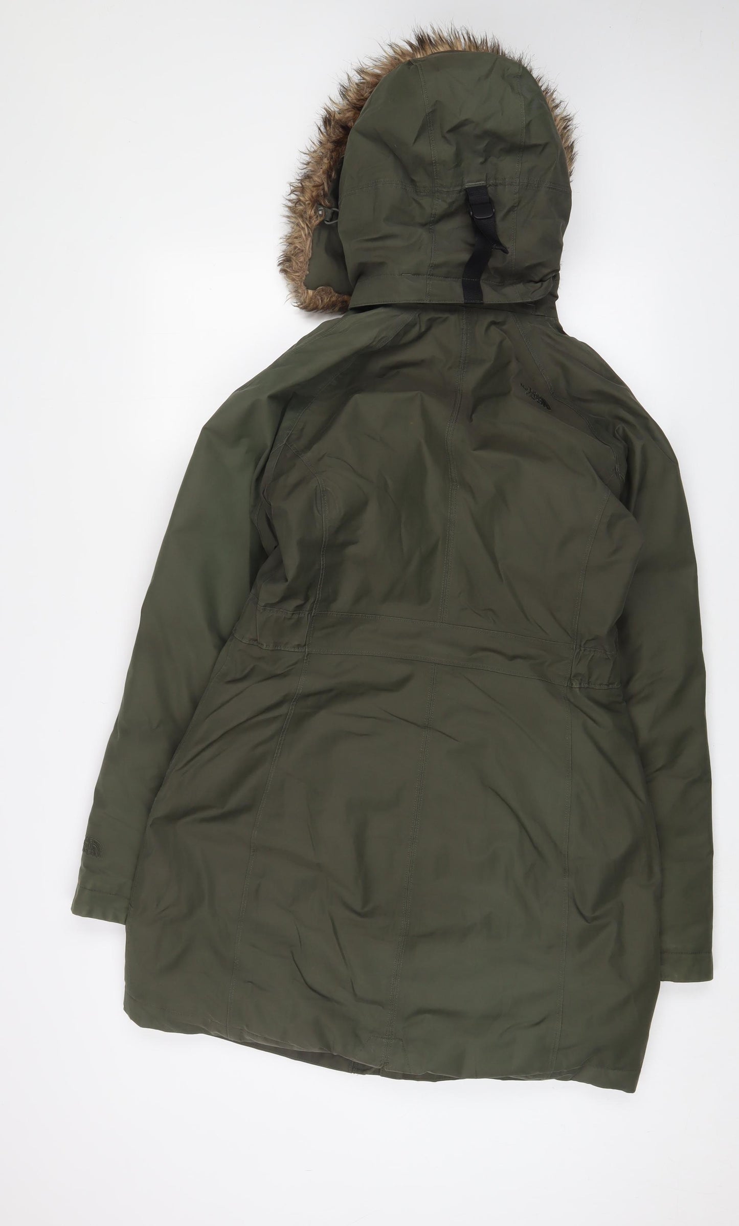 DECATHLON Womens Green Parka Coat Size S Zip - Logo, Embroidered