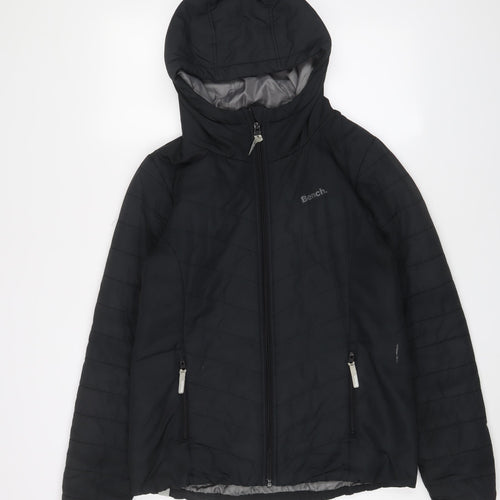 Bench Mens Black Quilted Coat Size L Zip - Logo