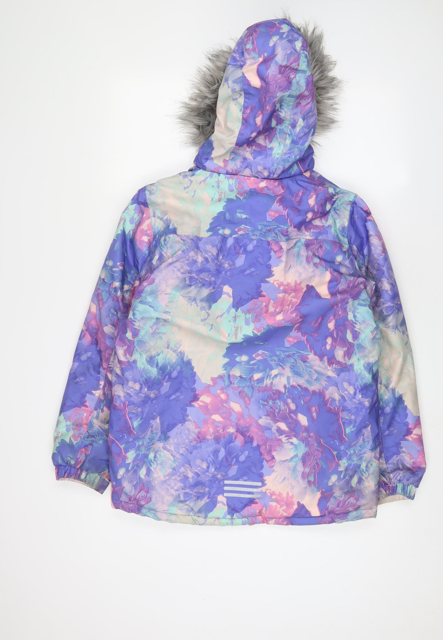 Mountain Warehouse Girls Purple Floral Basic Coat Coat Size 13 Years Zip - Logo