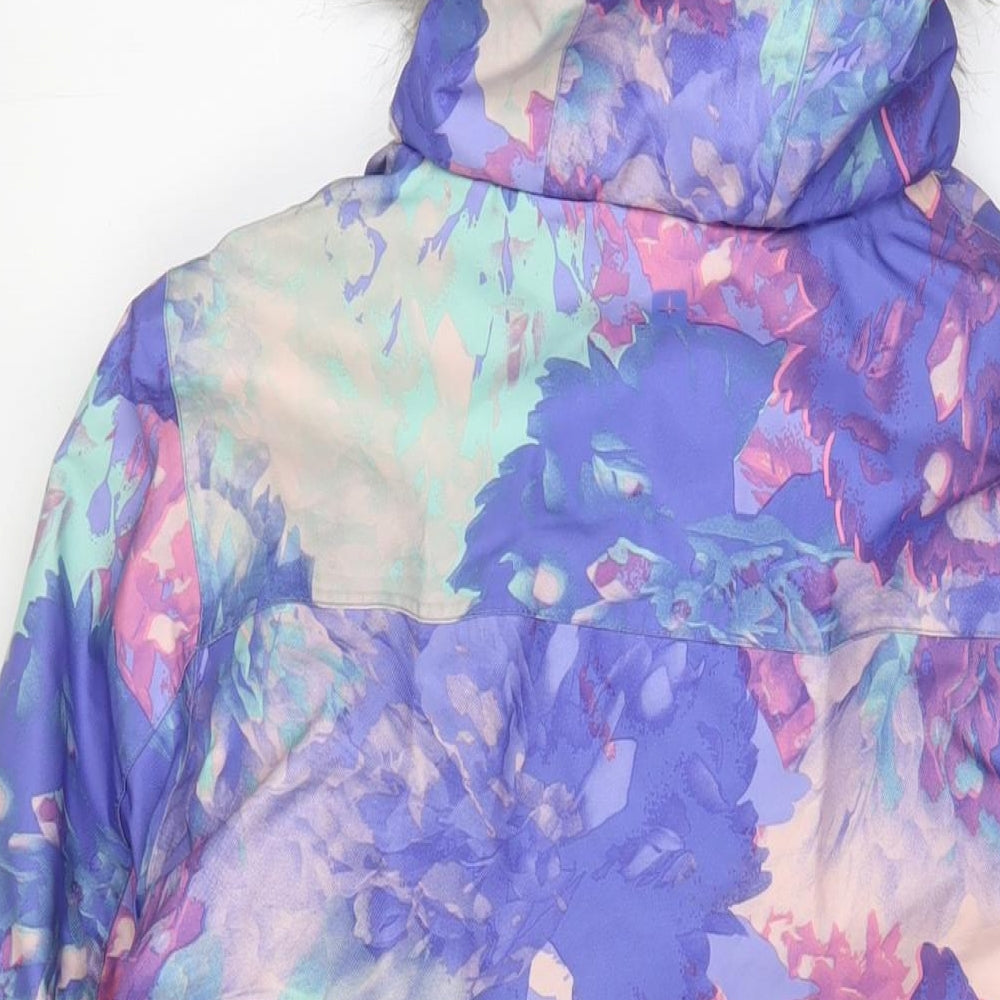 Mountain Warehouse Girls Purple Floral Basic Coat Coat Size 13 Years Zip - Logo
