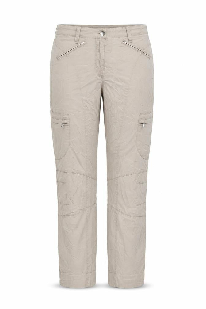 X&More Womens Beige Cotton Cargo Trousers Size 12 L30 in Regular Zip - Zip